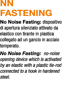 NN FASTENING No Noise Fasting: dispositivo di apertura silenziato attivato da elastico con tirante in plastica colleg...