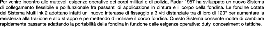 Per venire incontro alle mutevoli esigenze operative dei corpi militari e di polizia, Radar 1957 ha sviluppato un nuo...