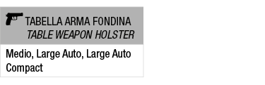 ￼ Tabella arma fondina Table weapon holster,Medio, Large Auto, Large Auto Compact