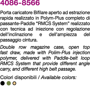 4086 8566 Porta caricatore Bifilare aperto ad estrazione rapida realizzato in Polym Plus completo di passante Paddle ...