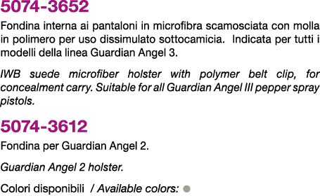 5074 3652 Fondina interna ai pantaloni in microfibra scamosciata con molla in polimero per uso dissimulato sottocamic...