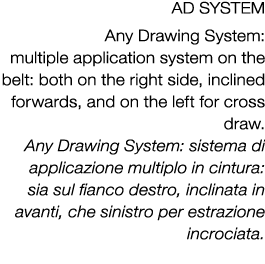 AD SYSTEM Any Drawing System: multiple application system on the belt: both on the right side, inclined forwards, and...