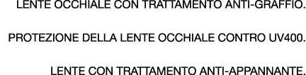 Lente occhiale con trattamento anti graffio. Protezione della lente occhiale contro UV400. Lente con trattamento anti...