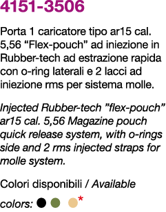 4151 3506 Porta 1 caricatore tipo ar15 cal. 5,56 “Flex pouch” ad iniezione in Rubber tech ad estrazione rapida con o ...