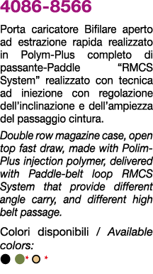 4086 8566 Porta caricatore Bifilare aperto ad estrazione rapida realizzato in Polym Plus completo di passante Paddle ...
