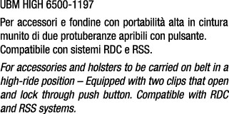 UBM HIGH 6500 1197 Per accessori e fondine con portabilit alta in cintura munito di due protuberanze apribili con pu...