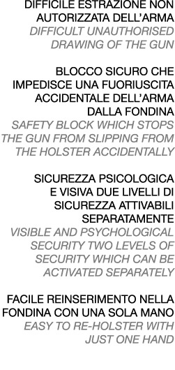 DIFFICILE ESTRAZIONE NON AUTORIZZATA DELL’ARMA DIFFICULT UNAUTHORISED DRAWING OF THE GUN BLOCCO SICURO CHE IMPEDISCE ...
