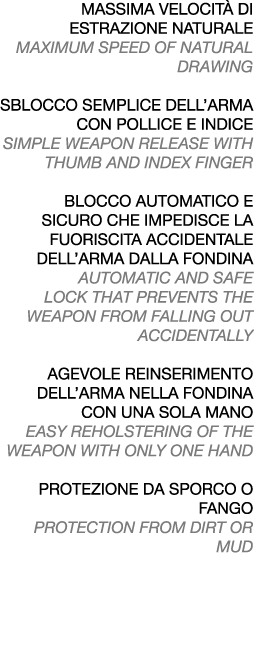 MASSIMA VELOCIT DI ESTRAZIONE NATURALE maximum speed of natural drawing SBLOCCO SEMPLICE DELL’ARMA CON POLLICE E IND...