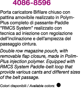  4086 8596 Porta caricatore Bifilare chiuso con pattina amovibile realizzato in Polym Plus completo di passante Paddl...