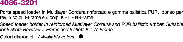 4086 3201 Porta speed loader in Multilayer Cordura rinforzato e gomma balistica PUR, idoneo per rev. 5 colpi J Frame ...