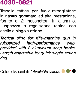 4030 0821 Tracolla tattica per fucile mitragliatrice in nastro gommato ad alta prestazione, fornito di 2 moschettoni ...